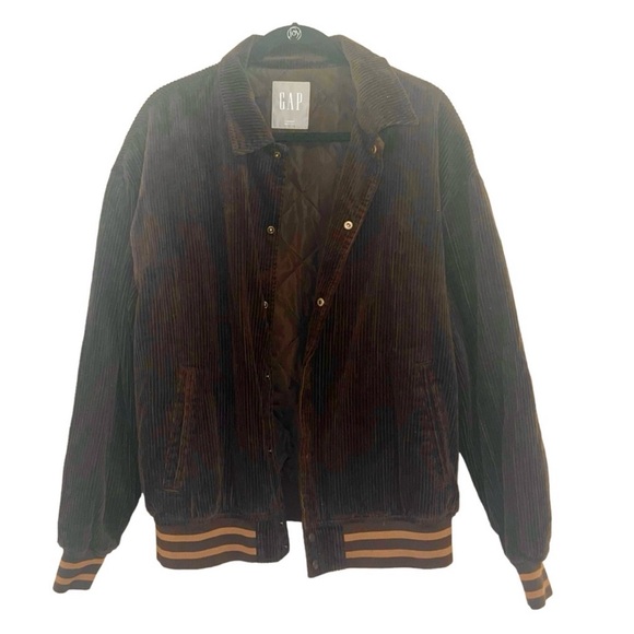 GAP Other - GAP men brown corduroy varsity jacket snap buttons size S
